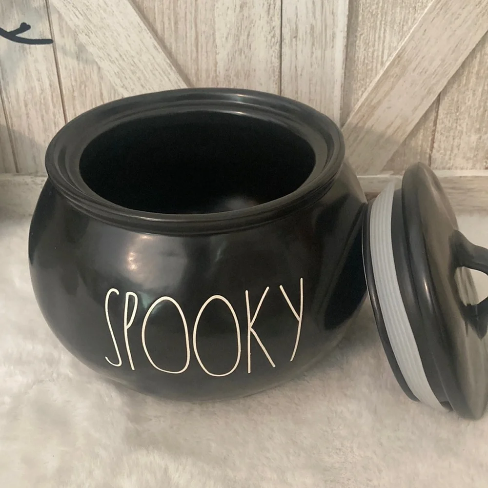 Rae Dunn Halloween Black Spooky Ceramic Jar - Picture 2 of 6